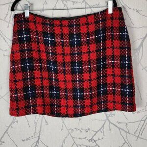Autres Filles Red Plaid Tweed Mini Pencil Skirt